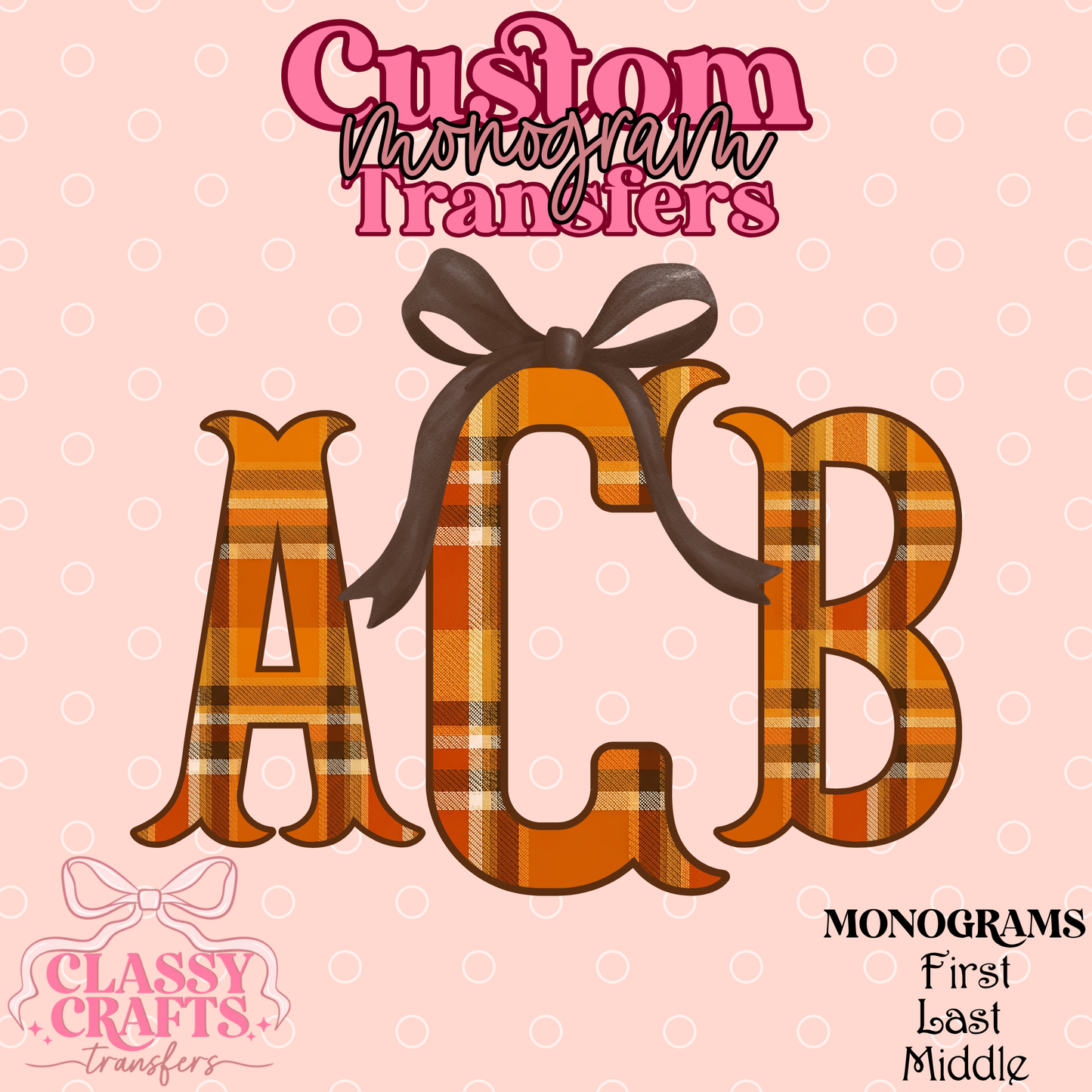Preppy Plaid Fishtail - Custom Monogram Transfer