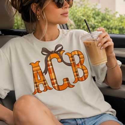Preppy Plaid Fishtail - Custom Monogram Transfer