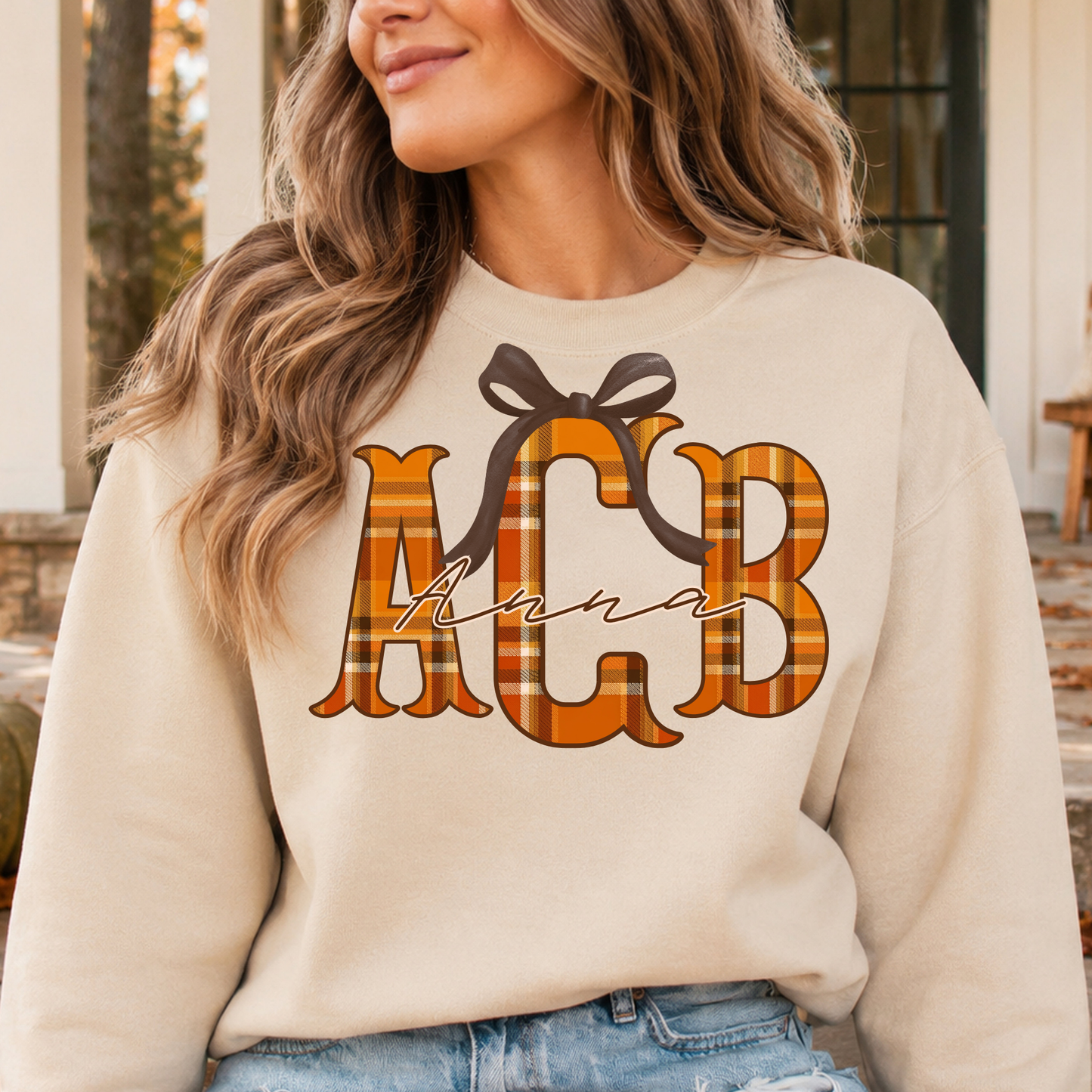 Preppy Plaid Fishtail - Custom Monogram Transfer