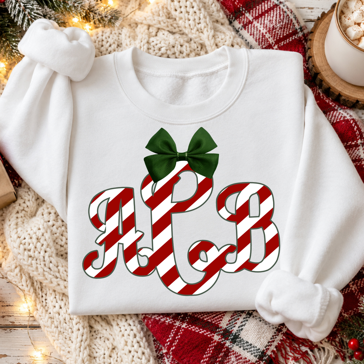 Candy Cane Striped - Custom Monogram Transfer