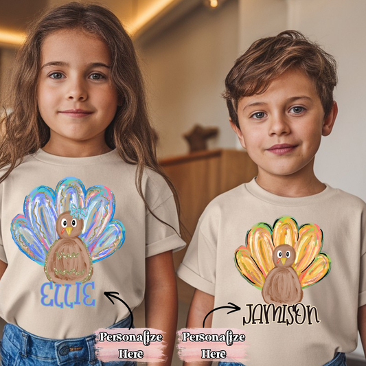 Brushstroke Turkey Nameplate -  ‼️Fully Customizable Transfer‼️