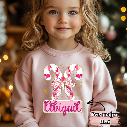 Coquette Candy Cane Nameplate -  ‼️Fully Customizable Transfer‼️
