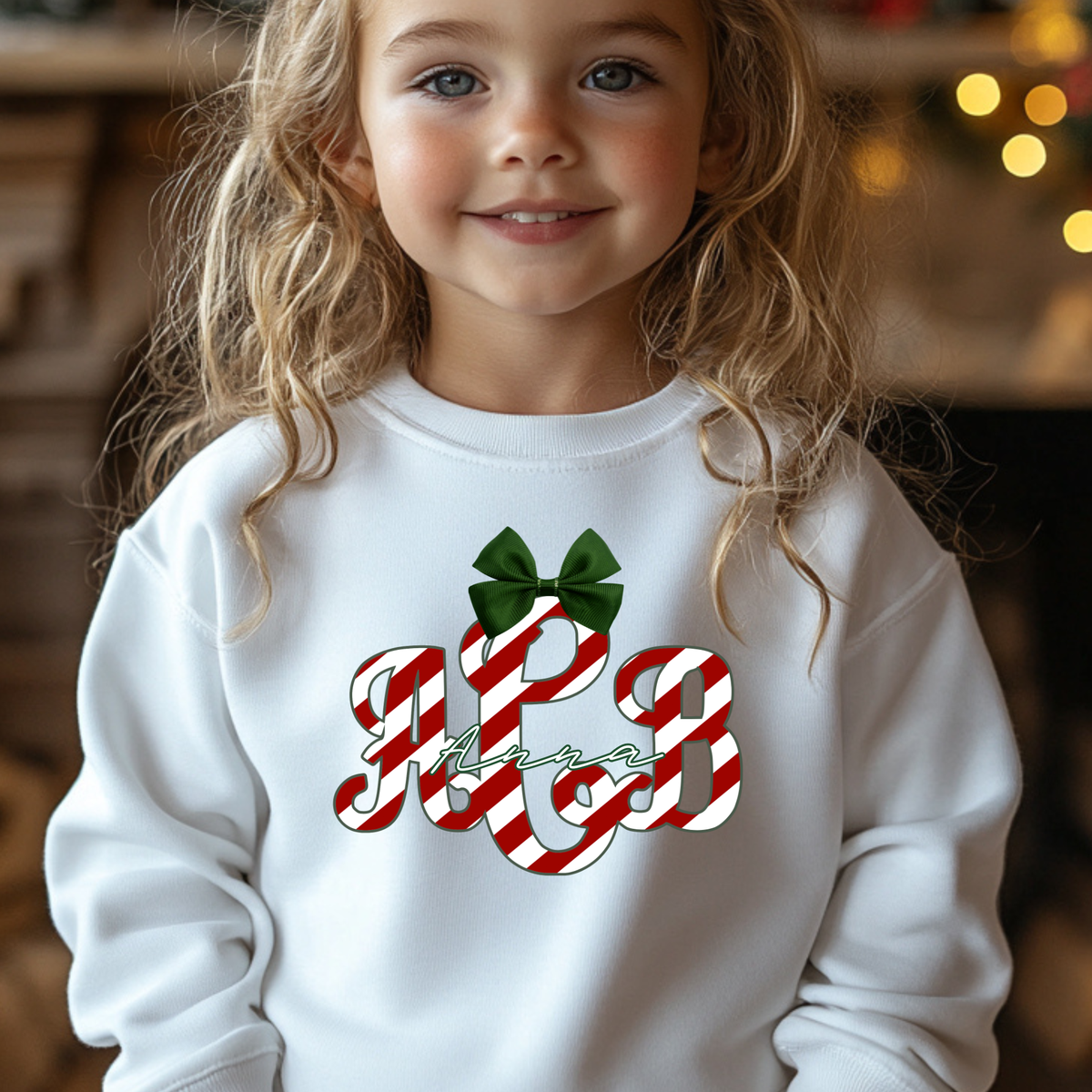 Candy Cane Striped - Custom Monogram Transfer