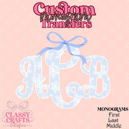 Coquette Snowflake - Custom Monogram Transfer