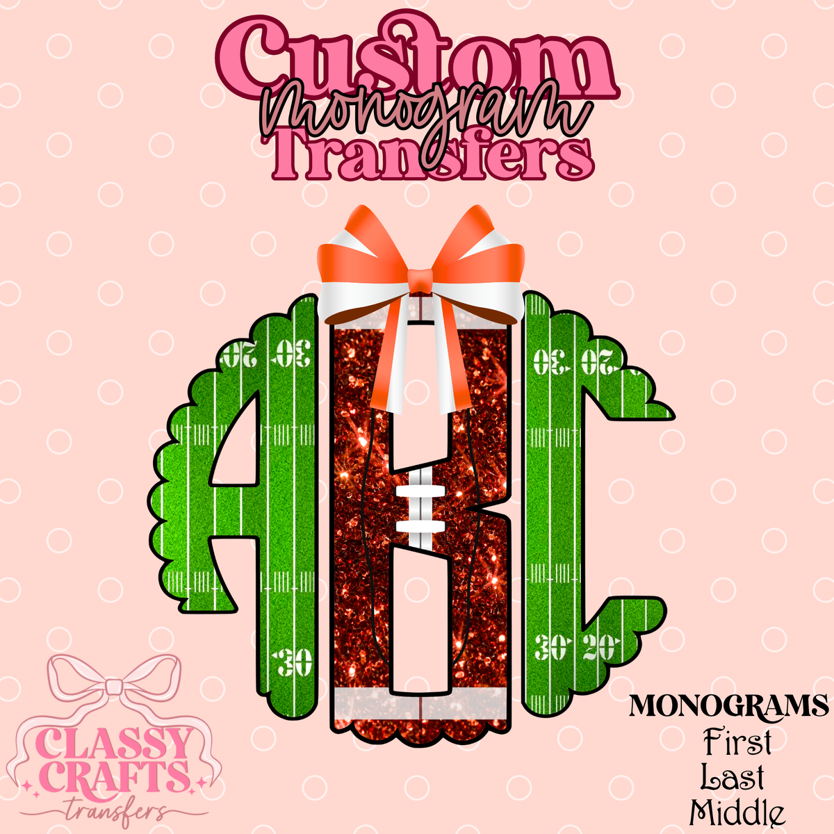 Custom Football Colors - Custom Monogram Transfer