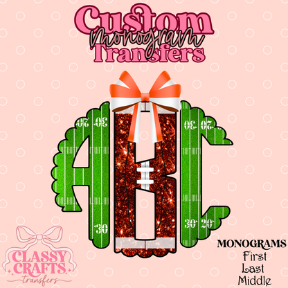 Custom Football Colors - Custom Monogram Transfer
