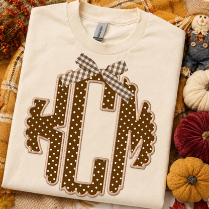 Fall Neutral Polkadots - Custom Monogram Transfer