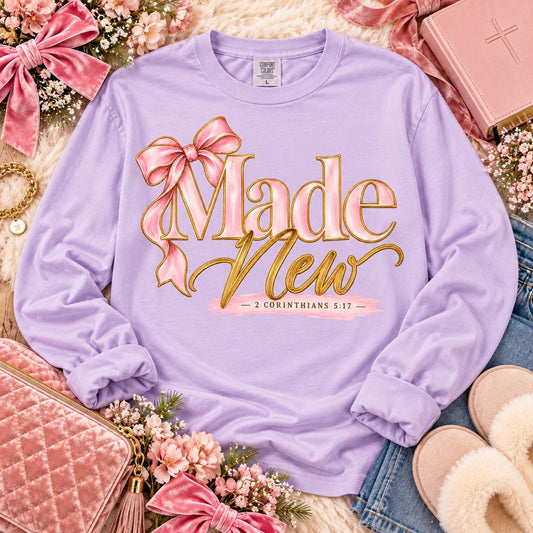 Made New 2 Corinthians 5:17 Pink Bow Script (DTF)