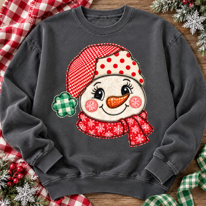 Cute Snowman Face Red Polka Dot Hat Snowflake Scarf (DTF)
