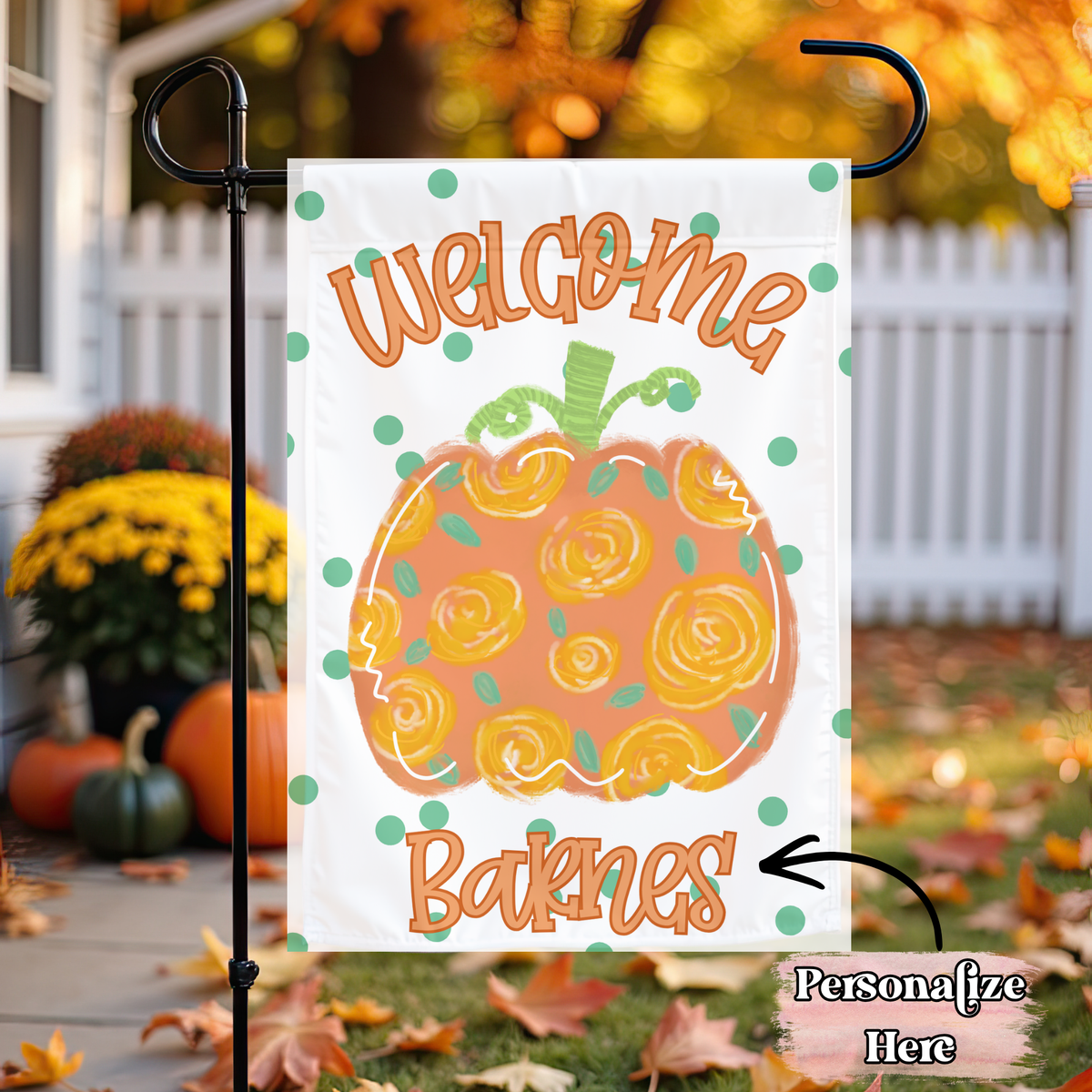 Brushstroke Floral Pumpkin - 12x18 Inches - ‼️Fully Customizable Transfer‼️