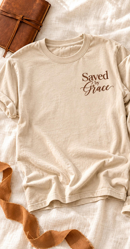 Saved by Grace Brown Script Typography DTF