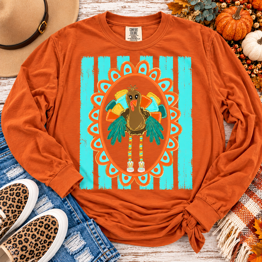 Sassy Thanksgiving Turkey with Sneakers Oval Frame (DTF)