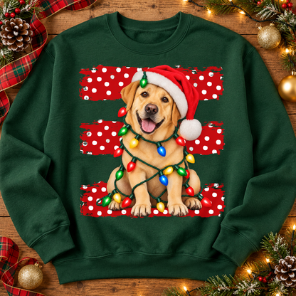 Yellow Lab Santa Hat Christmas Lights Holiday Dog (DTF)