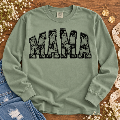 Black Lace Floral MAMA Bold Letter Design (DTF)
