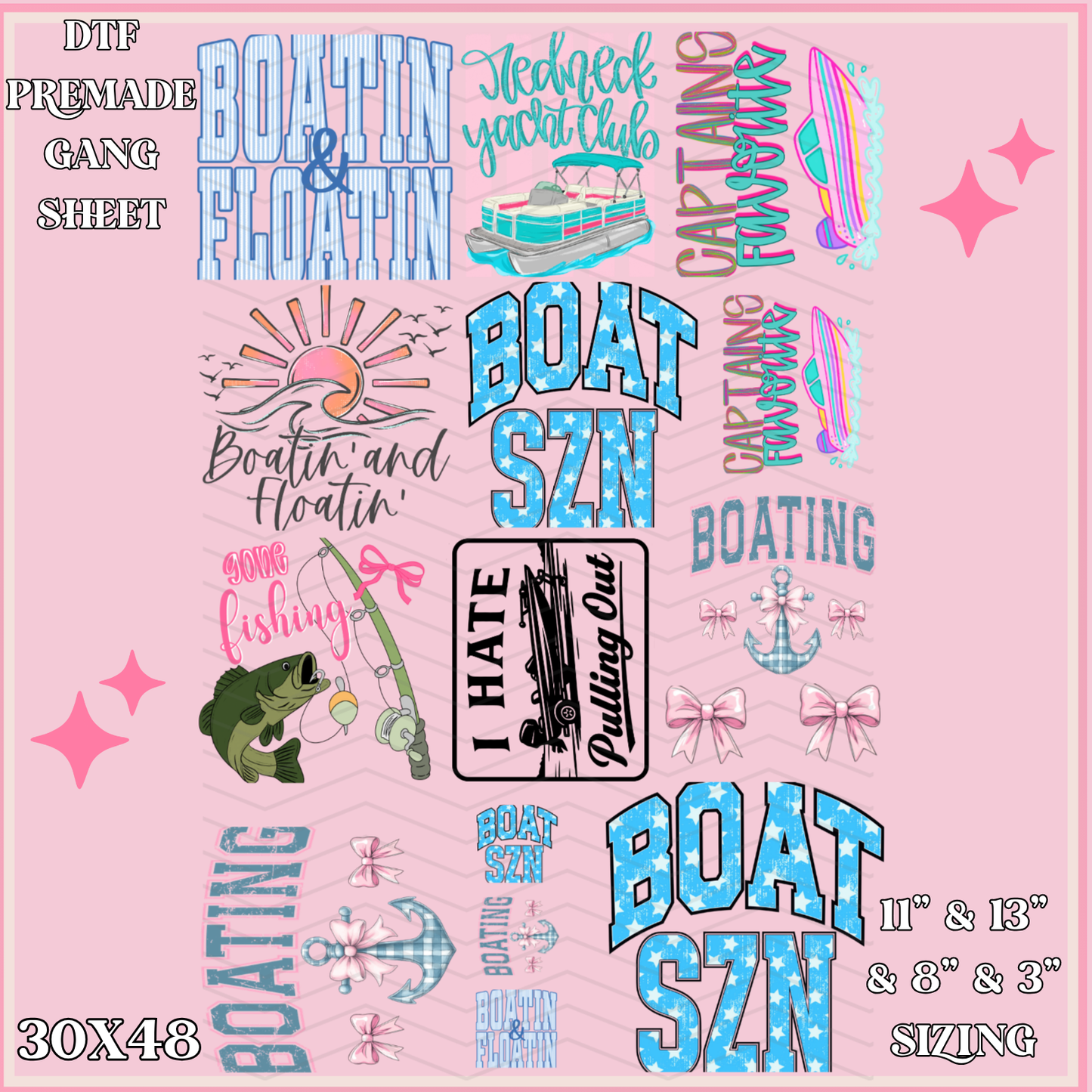 Boatin & Floatin - 30x48 - PREMADE GANG SHEET