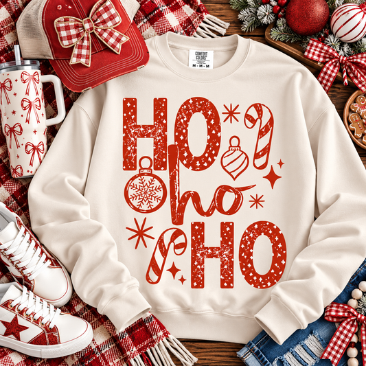 Ho Ho Ho Christmas Ornaments Candy Cane Holiday (DTF)