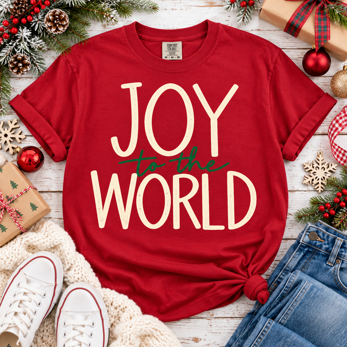 Joy to the World Christmas Holiday Script Text (DTF)
