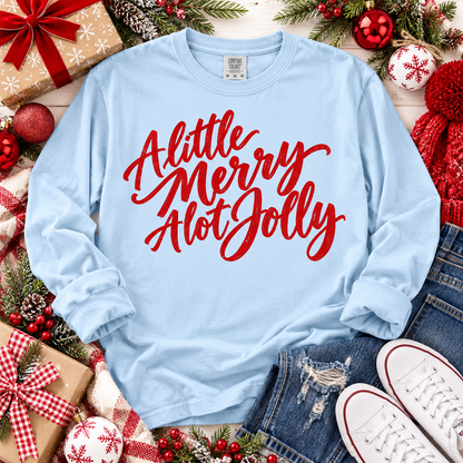 A Little Merry A Lot Jolly Red Script (DTF)