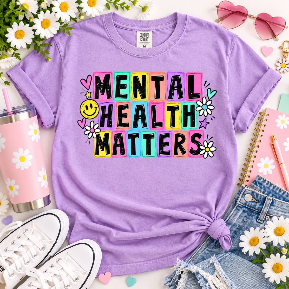 Mental Health Matters Colorful Retro Bold Text (DTF)