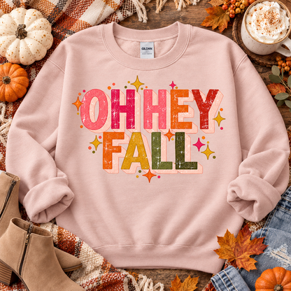 Oh Hey Fall Retro Distressed Autumn Typography (DTF)