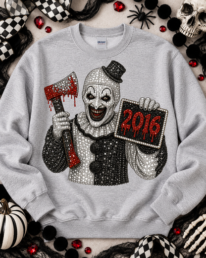 Rhinestone Evil Clown Bloody Axe 2016 Sign DTF