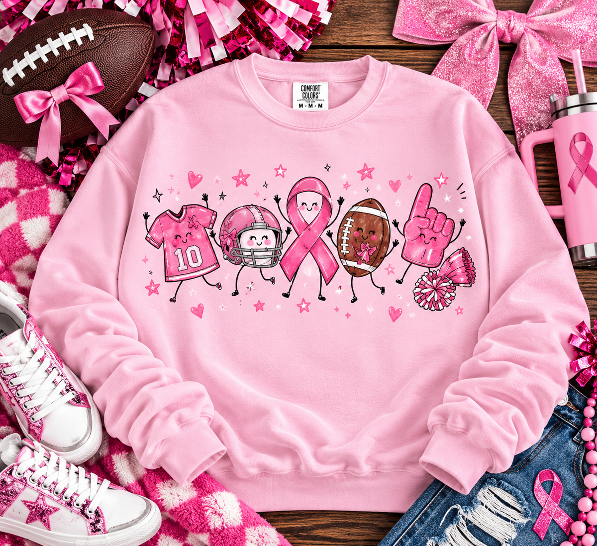 Cute Pink Football Squad Breast Cancer Awareness (DTF)