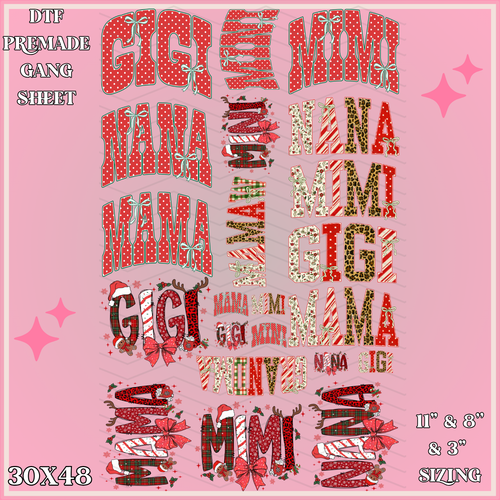 Chrismas Family Titles -  30x48 - PREMADE GANG SHEET