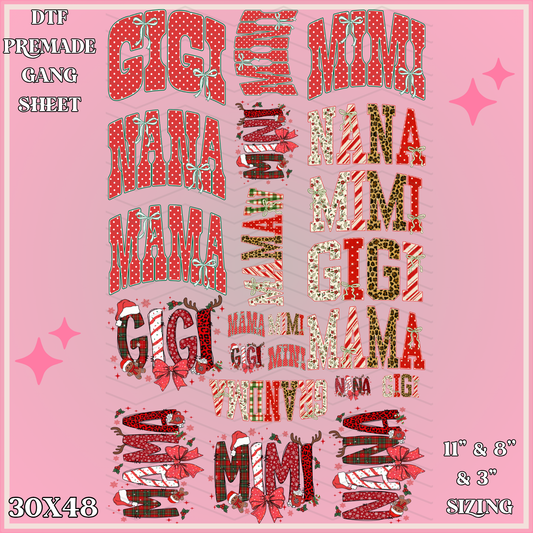 Chrismas Family Titles -  30x48 - PREMADE GANG SHEET