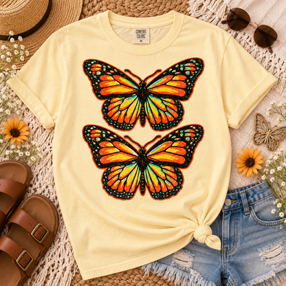 Distressed Monarch Butterfly Duo Orange Black Teal (DTF)