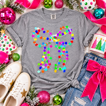 Colorful Christmas Light String Bow Shape (DTF)