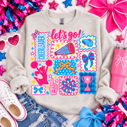 Let's Go Cheerleader Cheer Squad Icons Collage (DTF)