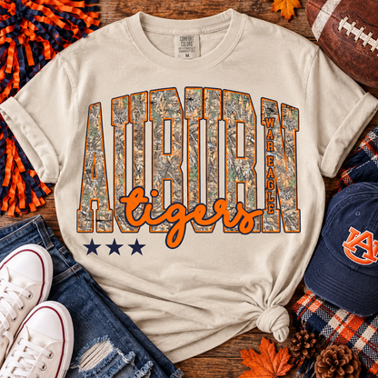 Auburn Tigers War Eagle Camo Distressed Stars (DTF)
