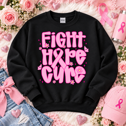 Fight Hope Cure Pink Ribbon Floral Butterfly Design (DTF)