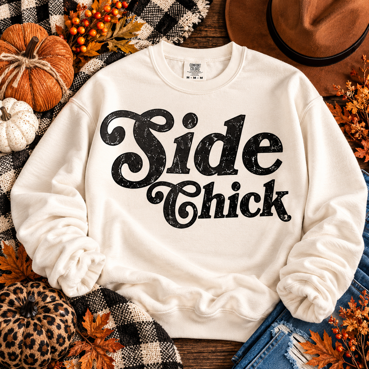 Side Chick Bold Retro Script Typography (DTF)