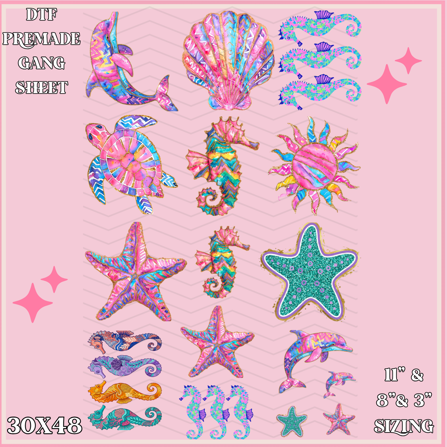 Glitter Summer - 30x48 - PREMADE GANG SHEET