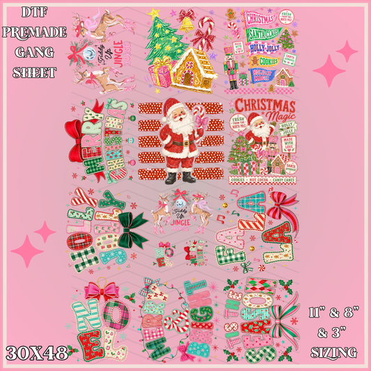 Preppy Holly Jolly Christmas  - 30x48 - PREMADE GANG SHEET