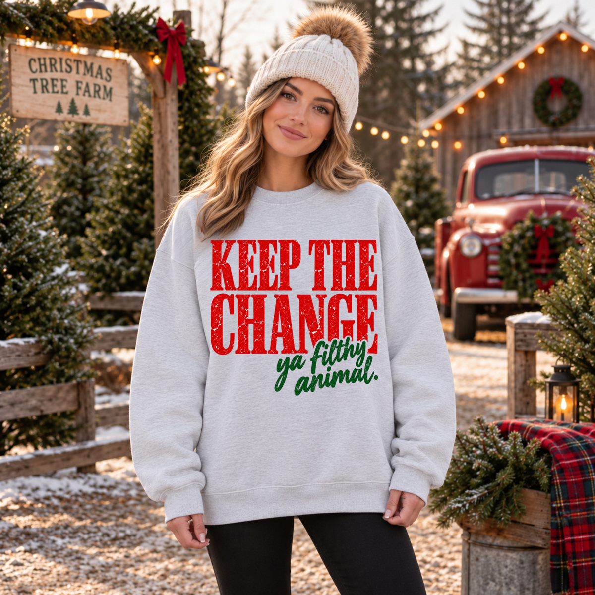 Keep The Change Ya Filthy Animal Distressed Holiday (DTF)