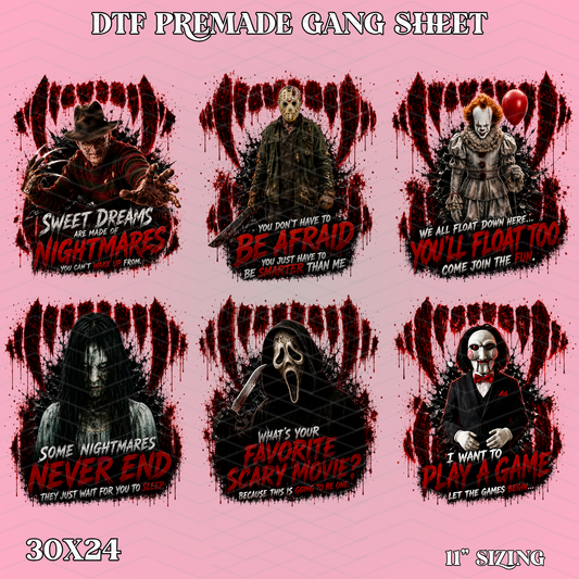 Nightmare Horror - 30x24 - PREMADE GANG SHEET