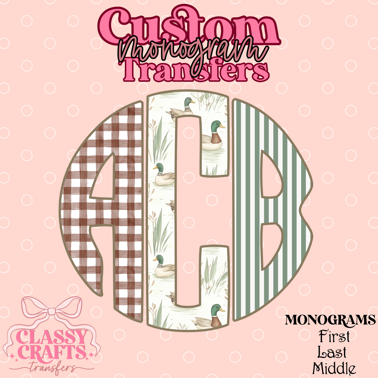 Gingham Mallard - Custom Monogram Transfer