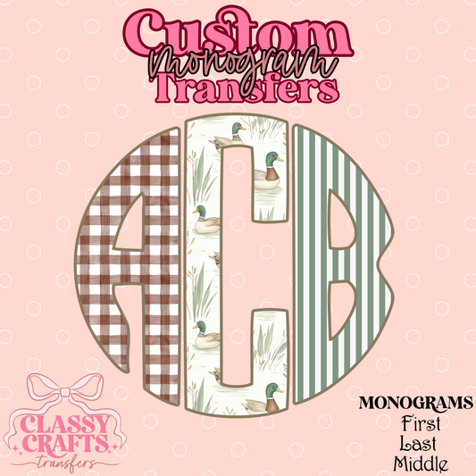 Gingham Mallard - Custom Monogram Transfer