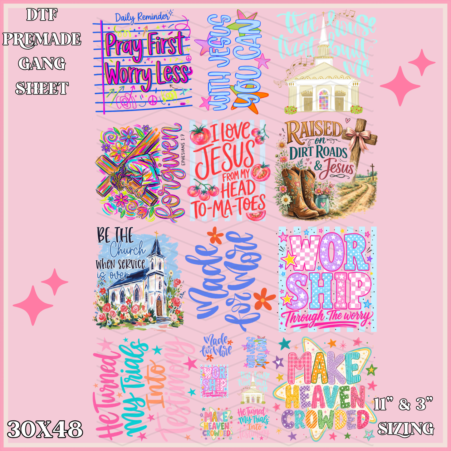 Pray First, Worry Less - 30x48 - PREMADE GANG SHEET