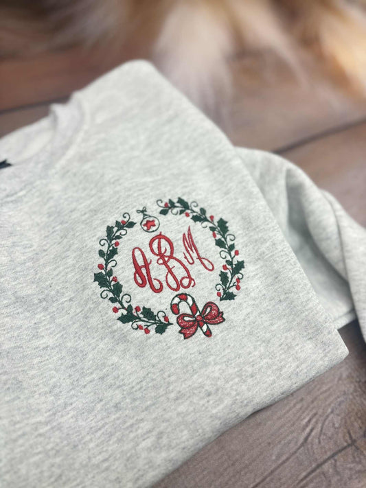 Christmas Monogram Embroidered Tee