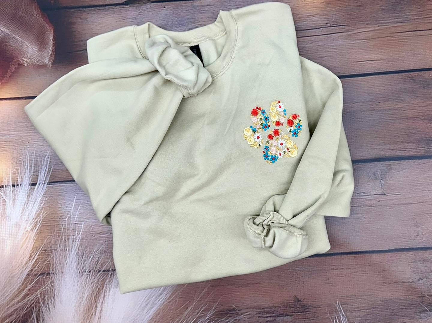 Floral Paw Embroidered Comfort Colors Tee