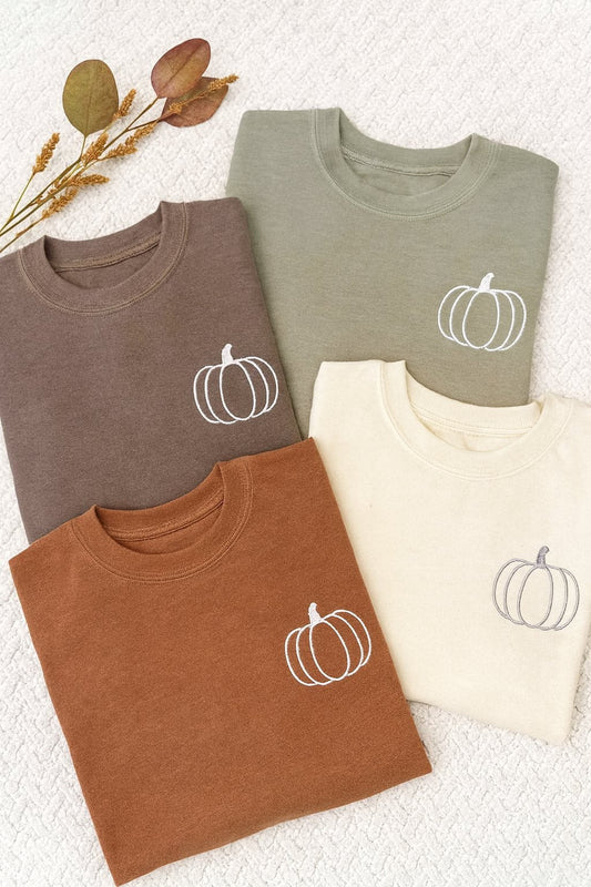 Pumpkin Season Embroidered Comfort Colors Tee