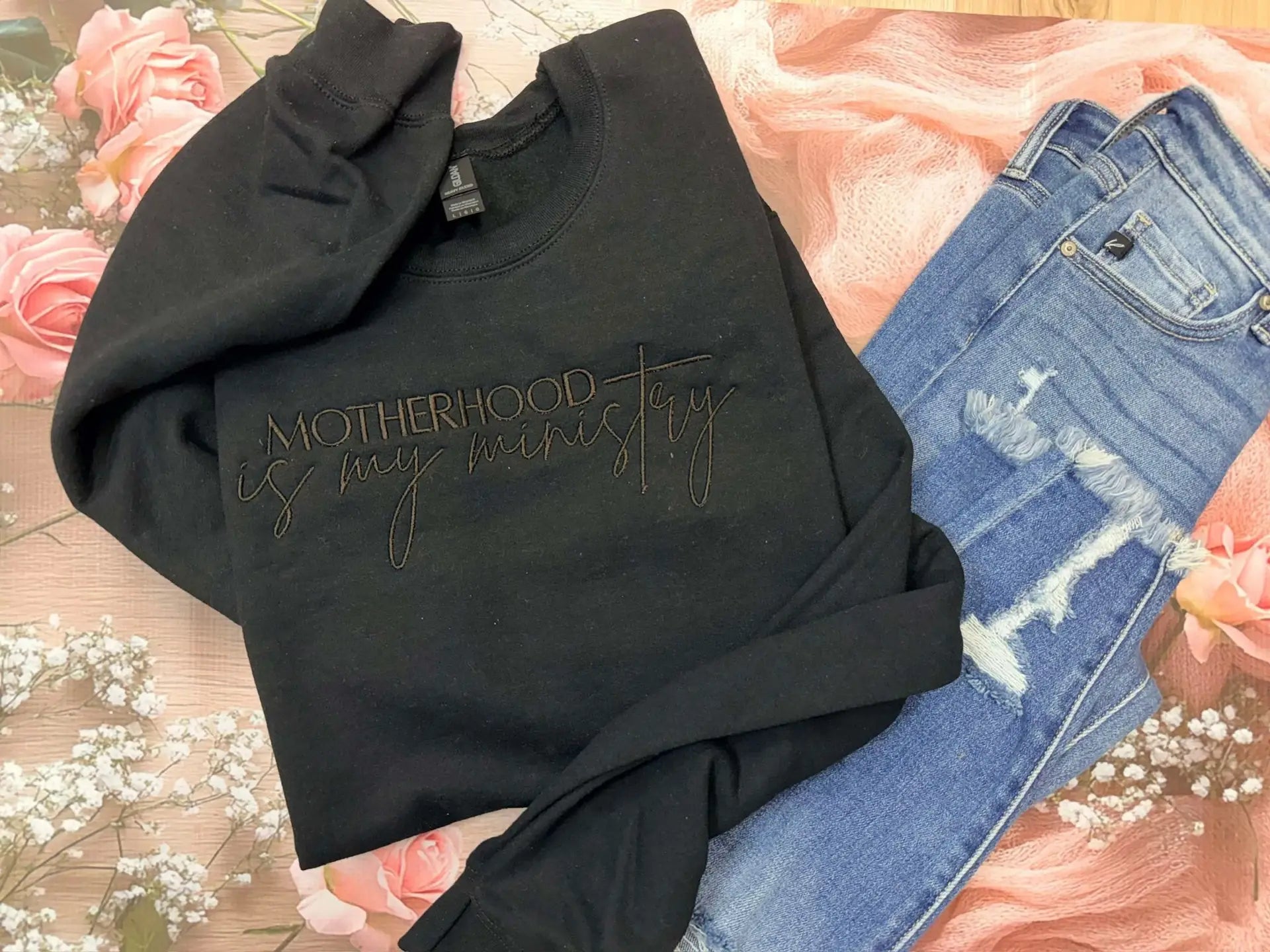 Motherhood Is My Ministry Embroidered Comfort Colors Tee
