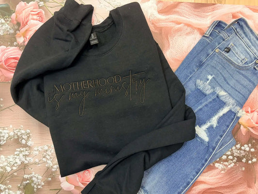 Motherhood Is My Ministry Embroidered Comfort Colors Tee