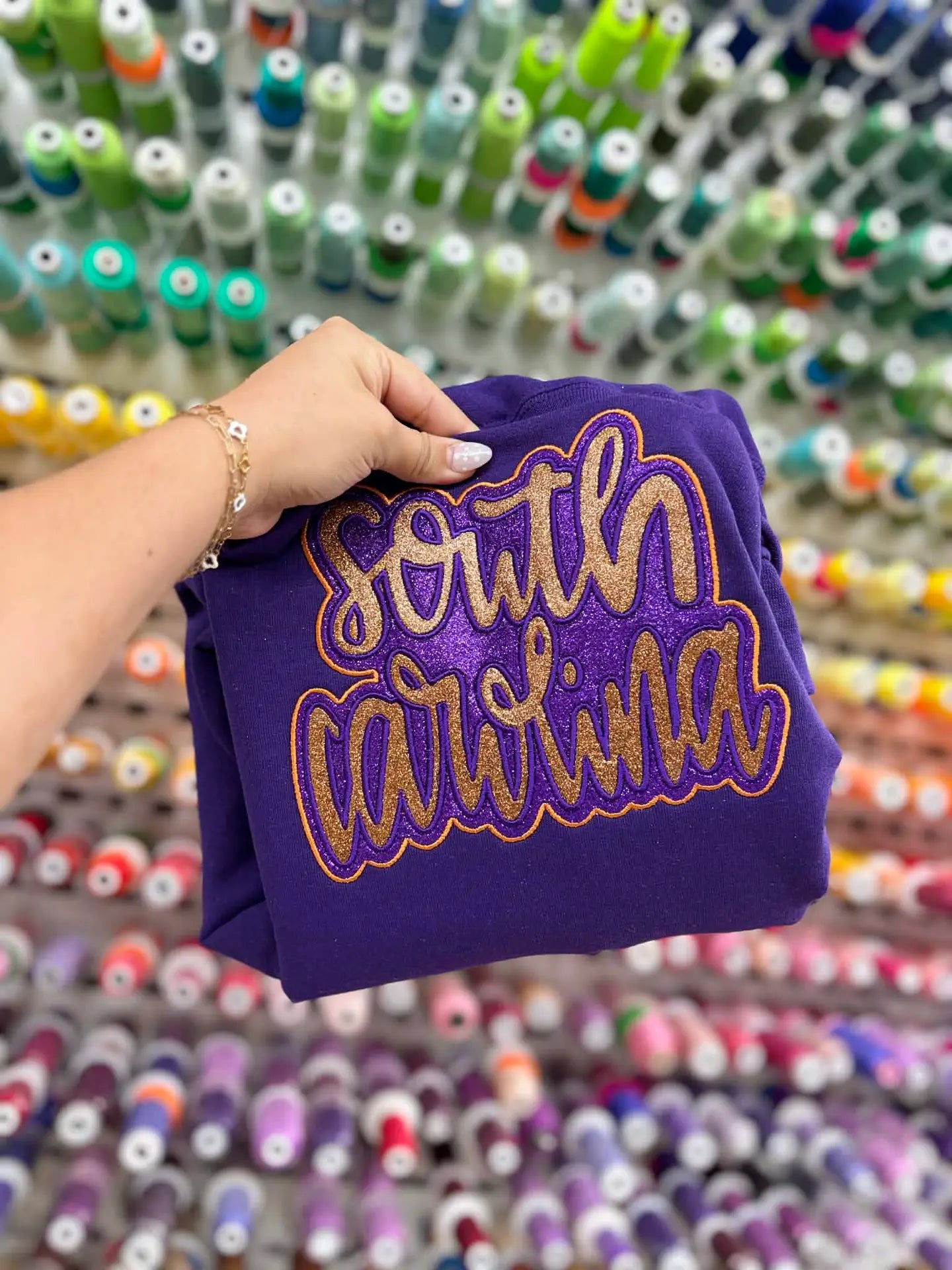 South Carolina Glitter Applique Embroidered Tee
