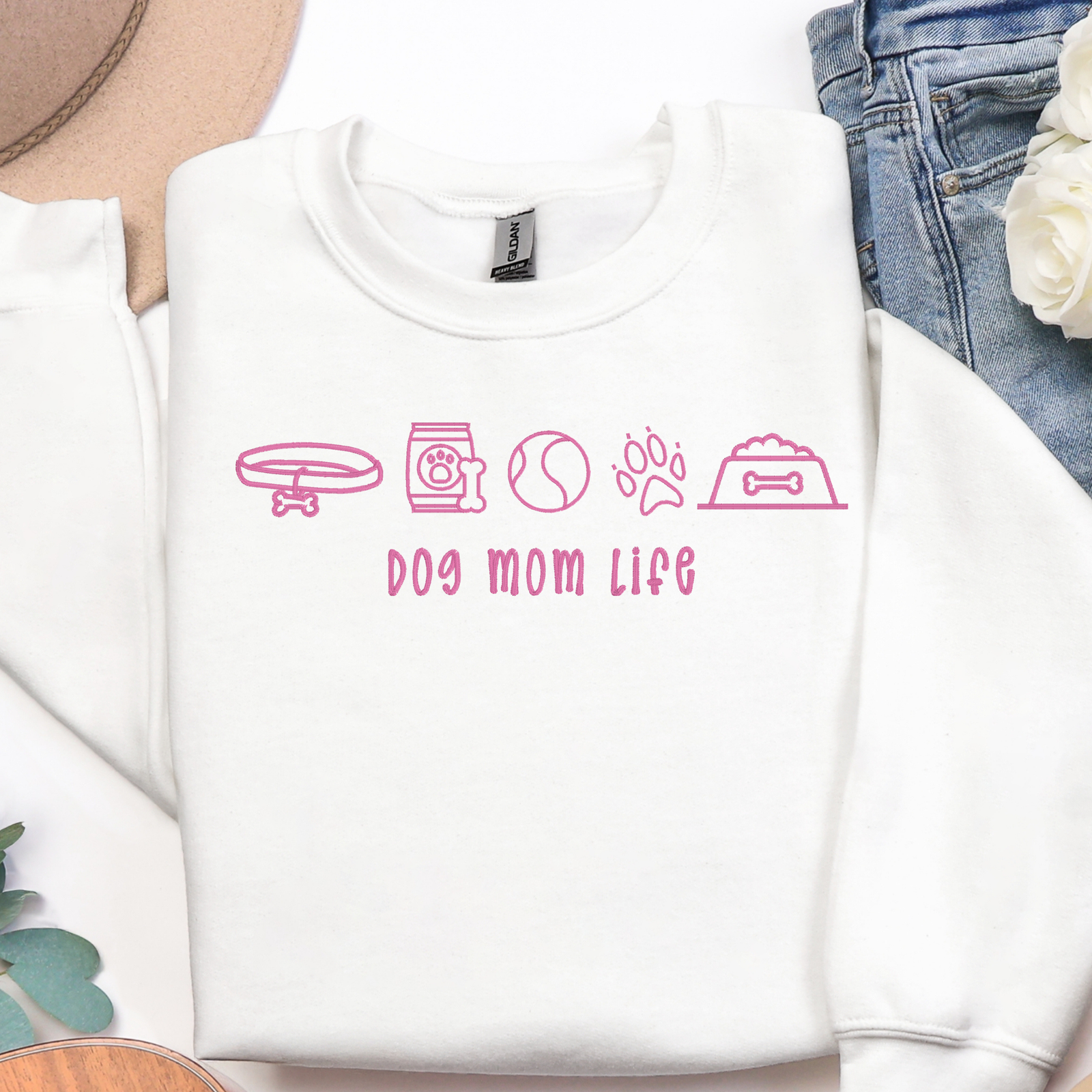 Dog Mom Life Embroidered Comfort Colors Tee