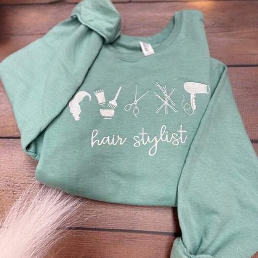 Hair Stylist Embroidered Comfort Colors Tee