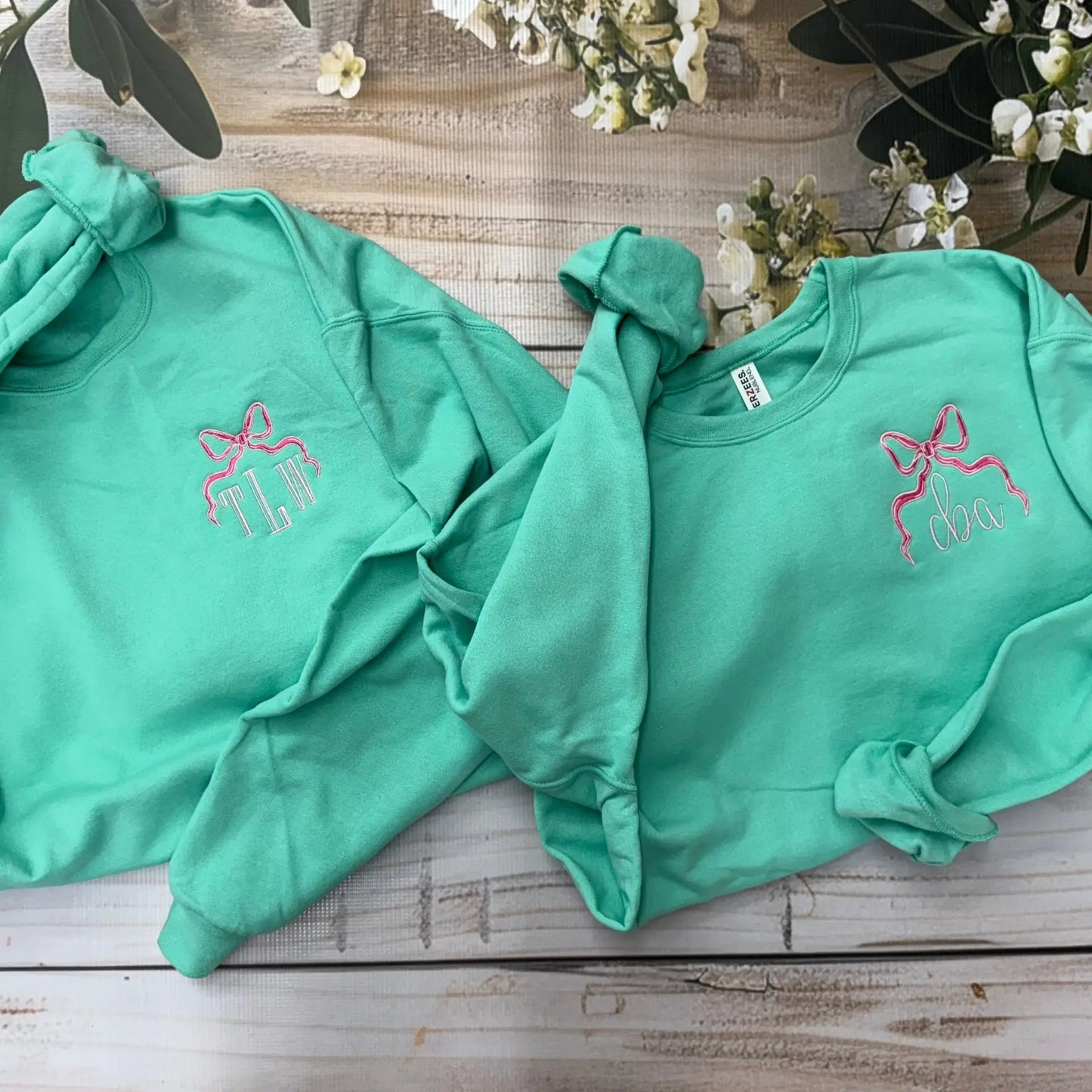 Preppy Monogrammed Embroidered Crewneck Sweatshirt